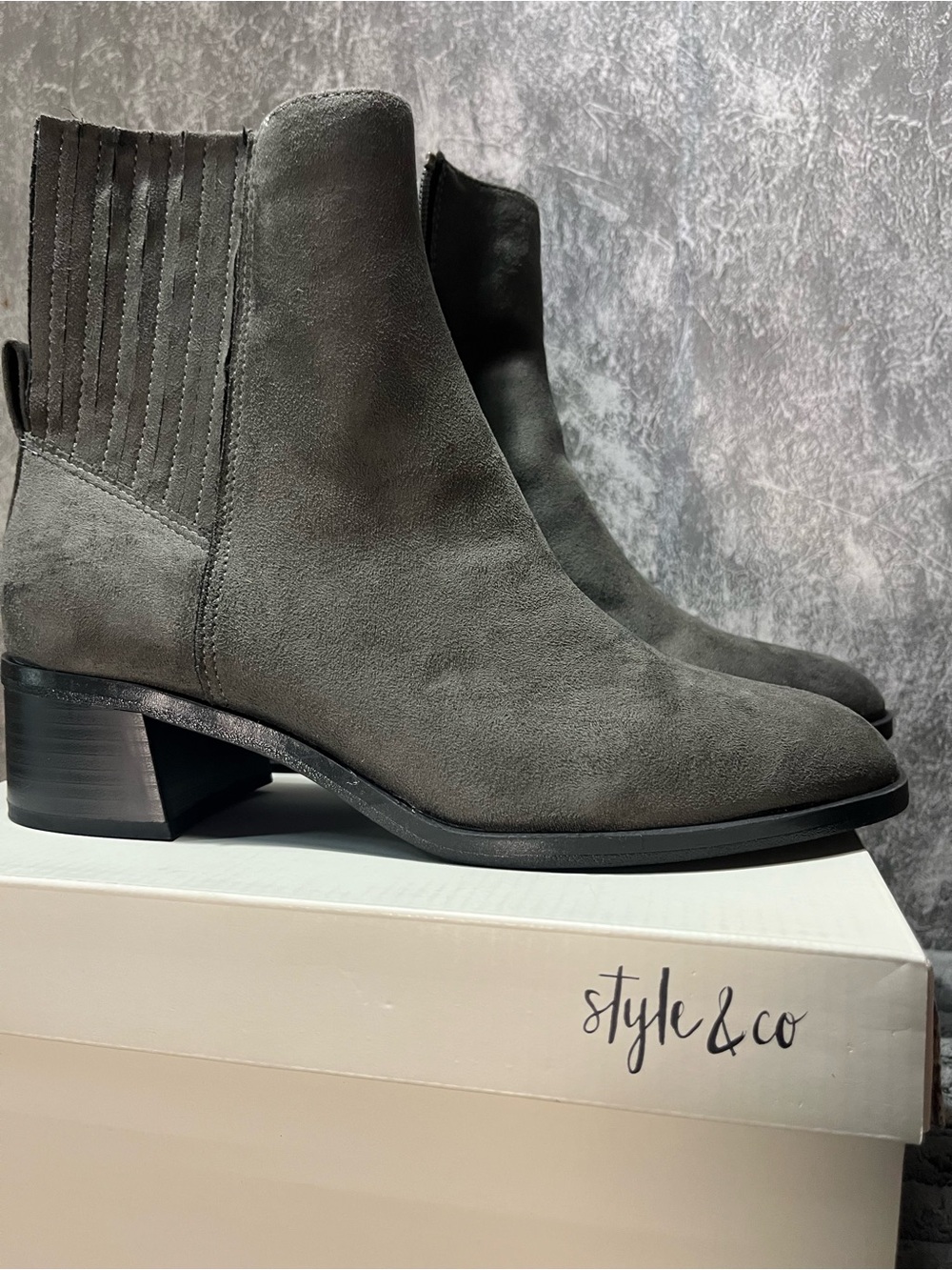 Style & Co. Women's Gray Suede Ankle Boots